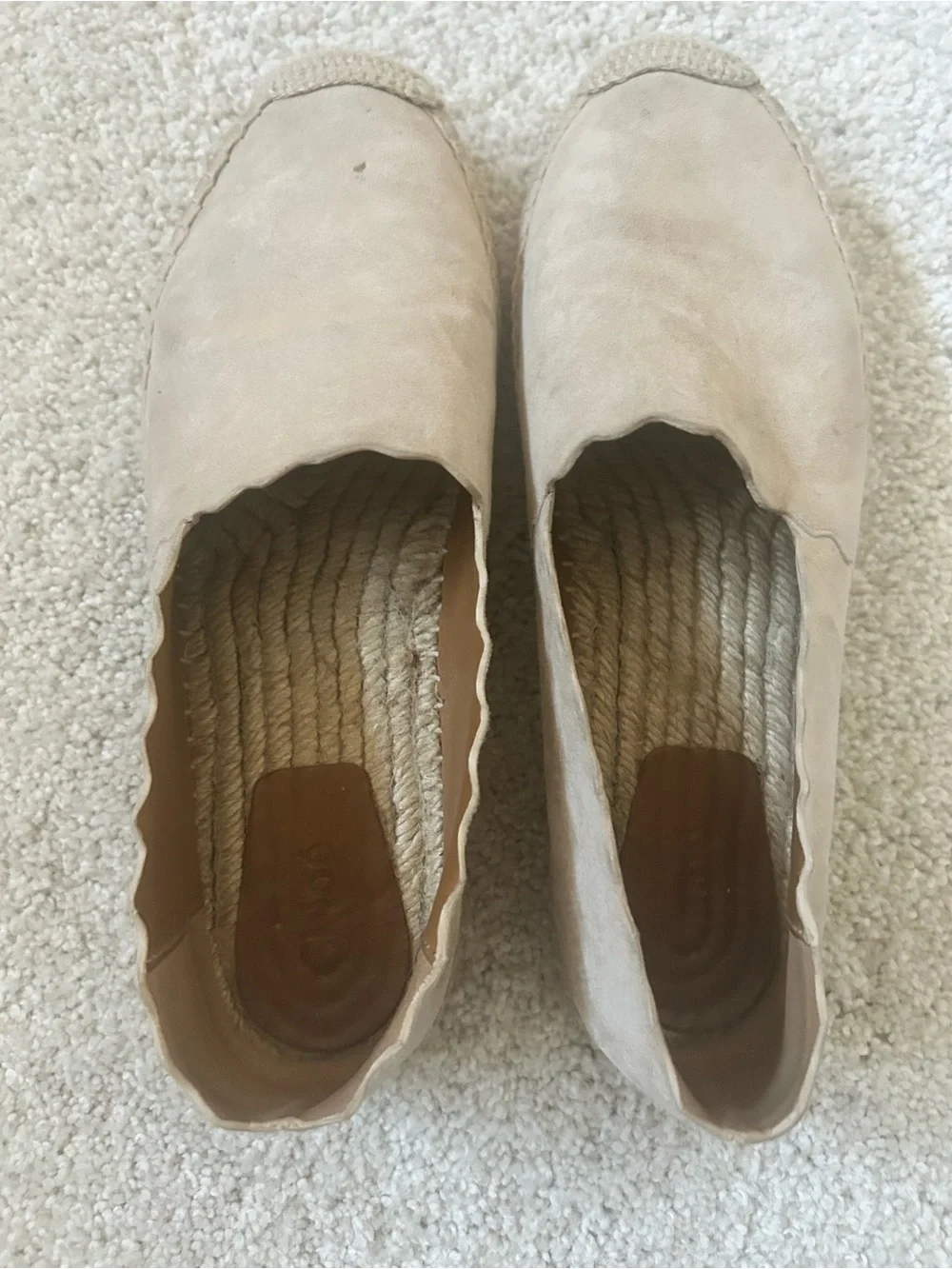 Chloe Beige Scalloped-Edge Espadrille Slip-On